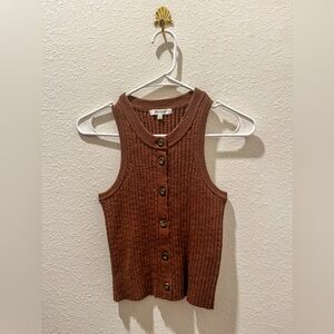 Madewell Brown Ribbed Button-Front Tank Top